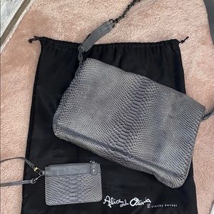 Alice & Olivia SnakePrint Messenger Bag w/wristlet